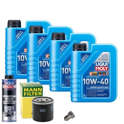 Motoröl 10W40 LIQUI MOLY 4L+MANN Ölfilter+Spülung+Ölablassschraube