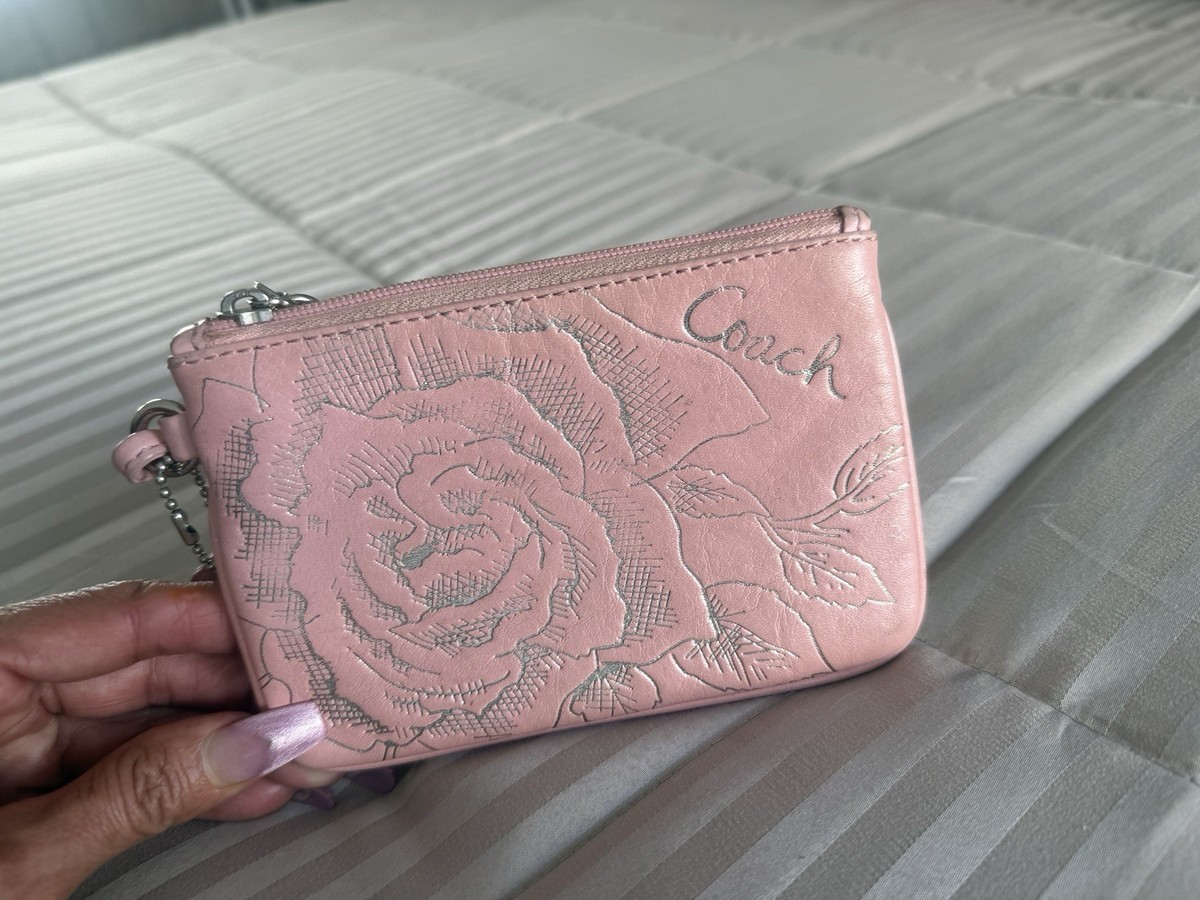 小物 Vintage Coach Compact Wallet Flower Pink Coach Pink Flower Embossed Zip Wallet Coin Purse | eBay