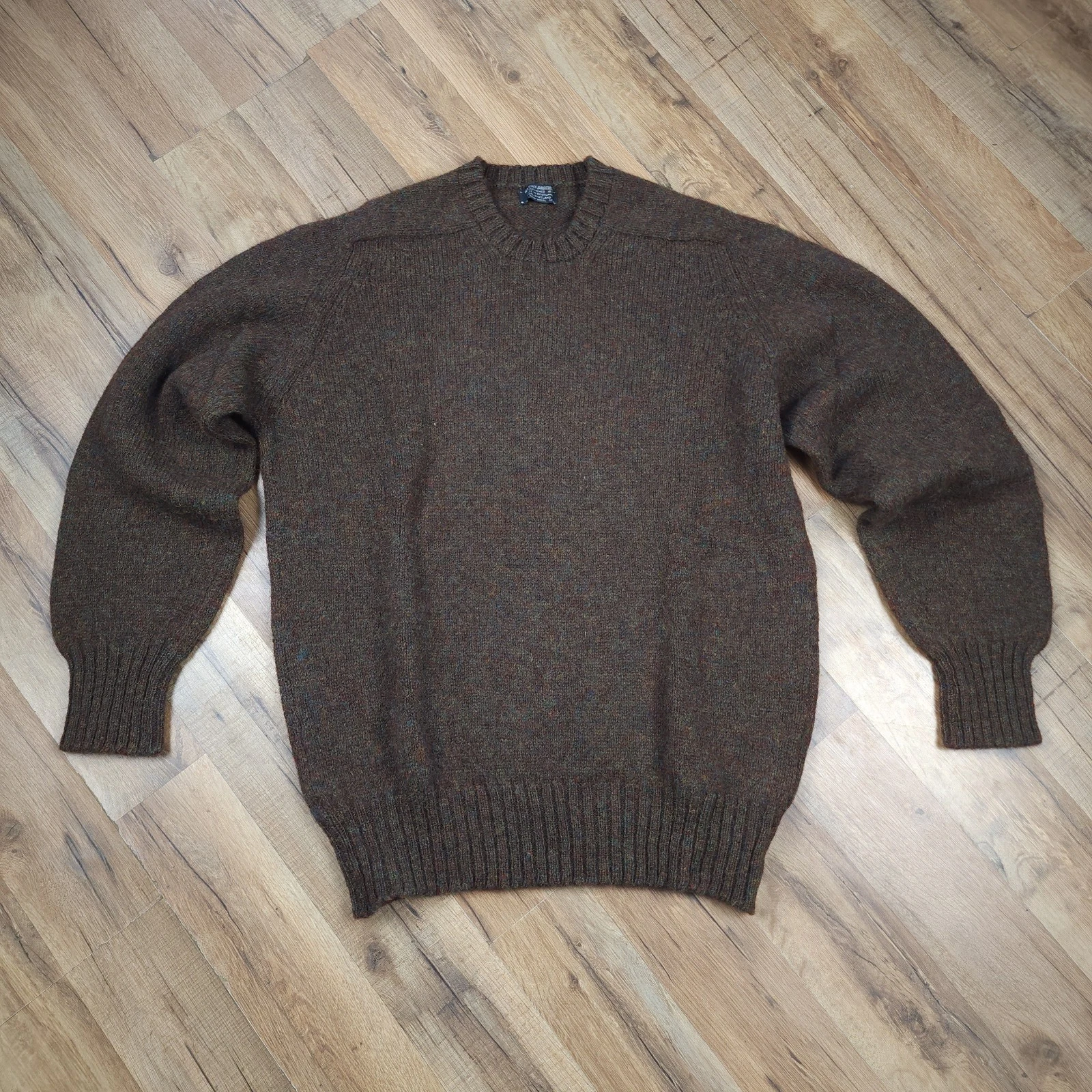 Vintage Brooks Brothers Sweater Mens 44 Brown Wool Shetland Made Scotland 80s