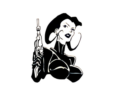 AEON Flux BLACK vinyl decal weatherproof 4.7 x 3.5 inches. Made in USA