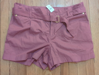 Loft Mauve Pink High Waist Shorts Size 16 New