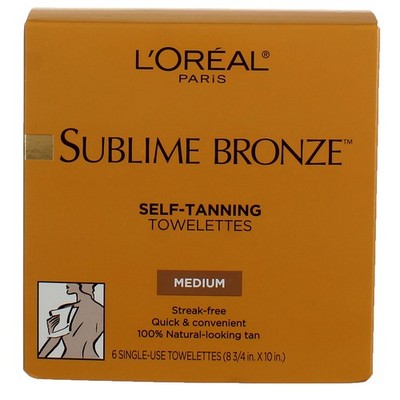 2 Pack L'Oreal Paris Sublime Bronze Self-Tanning Towelettes, 6 Ct