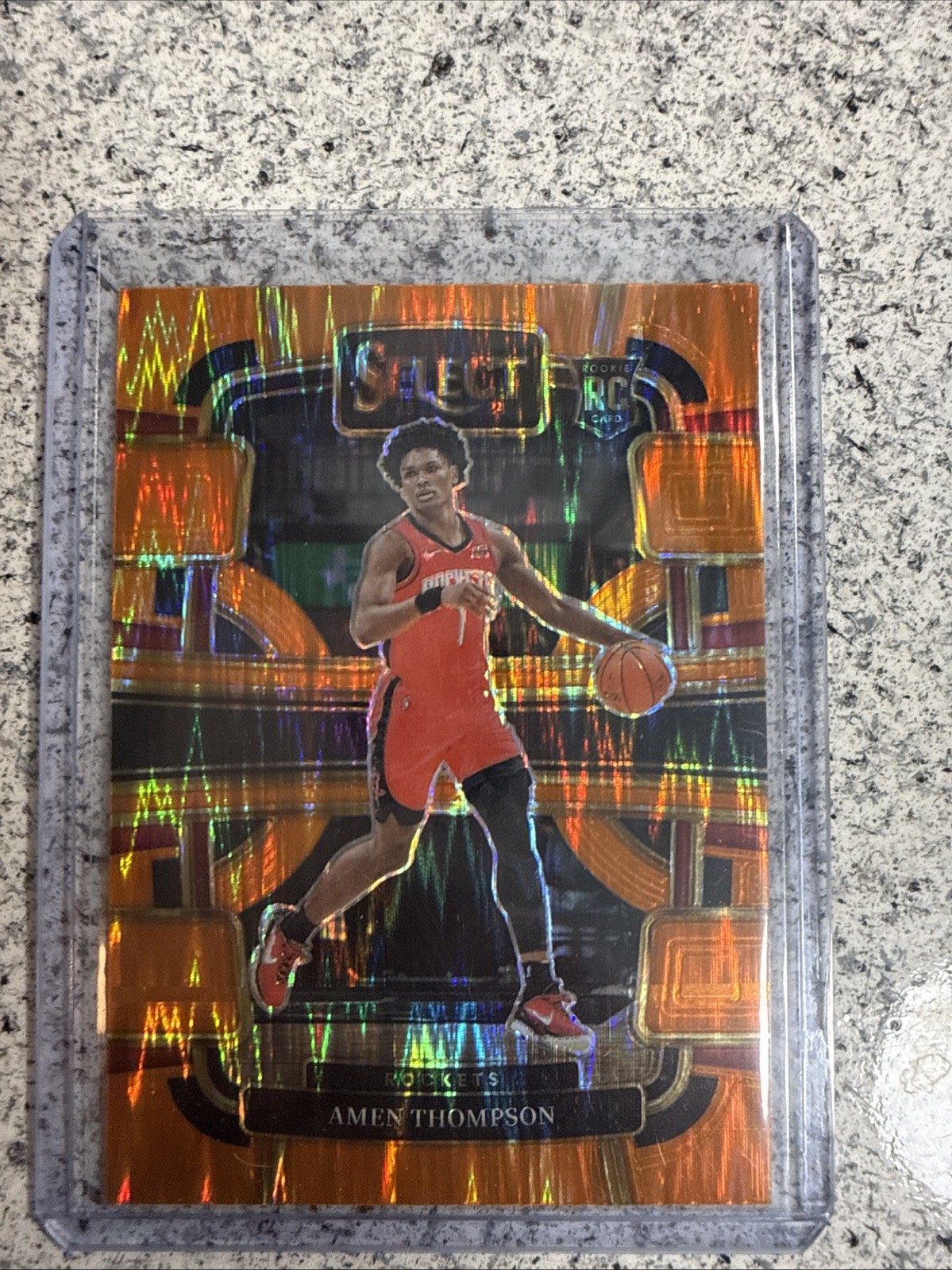 2023-24 Panini Select - Concourse Amen Thompson #96 Orange Flash Prizm (RC)