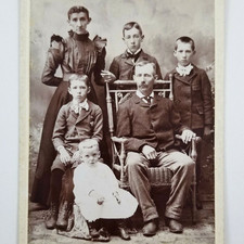 Cabinet Card Photo Victorian Family Portrait Man Woman Children 