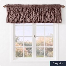 Valance Curtain Pintuck 60x20 Chocolate Light Filtering Rod Pocket