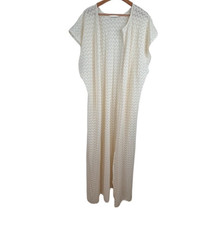 VTG 70s Cream Crochet Duster Cardigan Ivory Lace Kimono Boho Festival Cottage