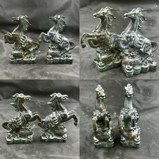 Unique Ancient Roman Bronze Twin Horses Statue Sculpture