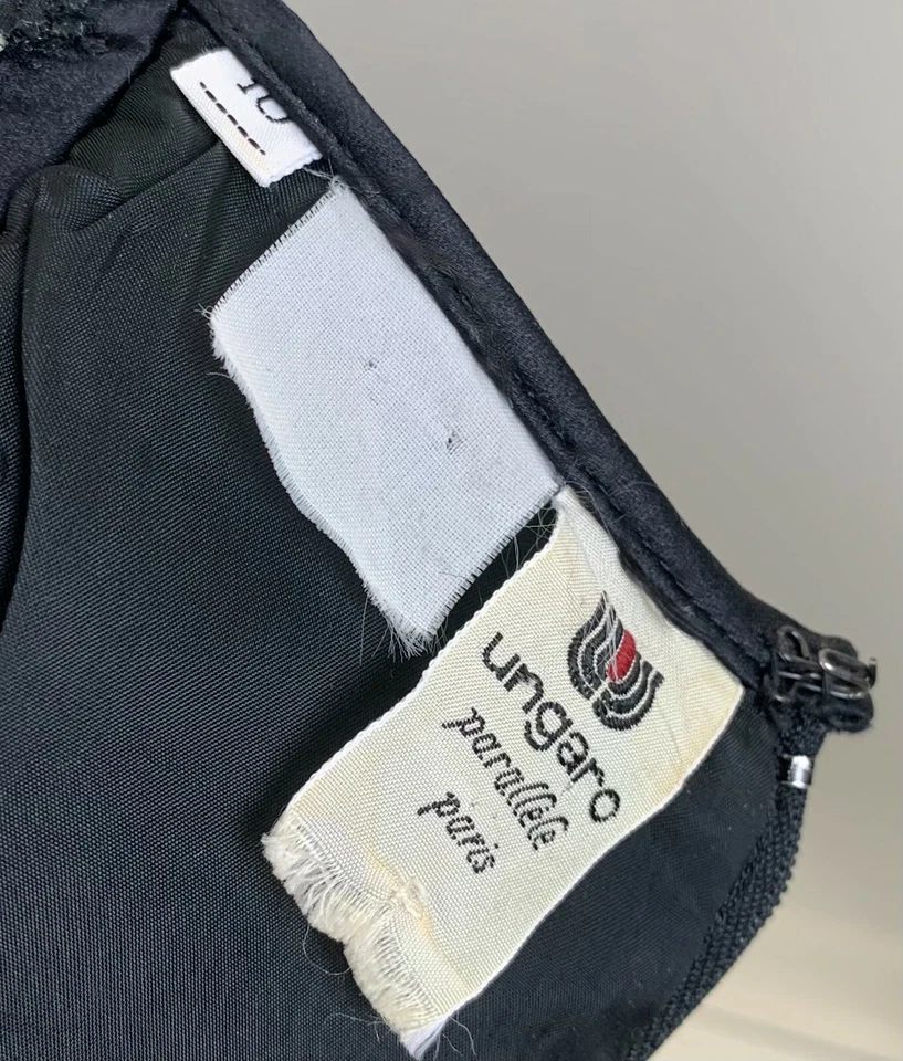 1980s Emanuel Ungaro Parallele Paris Little Black Dress 10 Sweetheart Neckline - Image 3 of 4