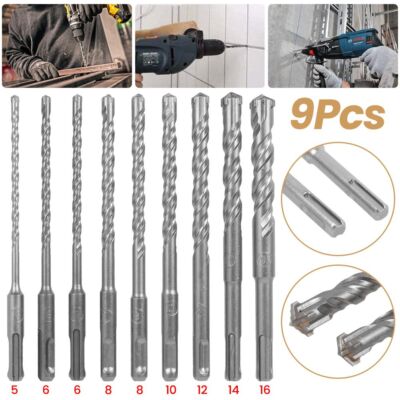 9Pcs SDS PLUS Betonbohrer Set Steinbohrer für Bohrhammer Schlagbohrmaschine DE
