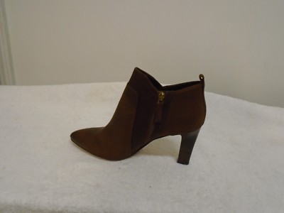 Franco Sarto Leather Pointed Toe Booties - Karina BROWN 9.M NEW