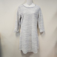 Gap Shift Dress M Heather Gray 3/4 Sleeve Zip Back Sporty Casual Boat Neck