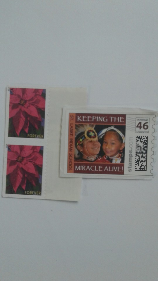 USPS FOREVER STAMPS POINSETTIA 2013 + St Labre Indian Keep Miracle