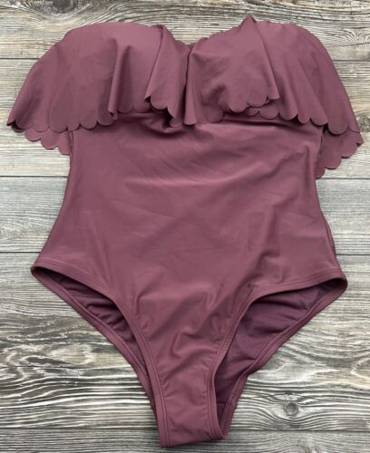 Kona Sol Woman's One Piece Swimsuit Bathing Suit Mulberry Bandeau W/Strap MEDIUM