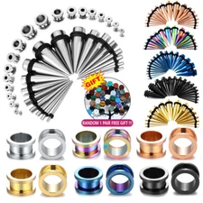 Ear Gauges stretching kit 28 pieces Stainless Steel Tapers Tunnels Plugs kit