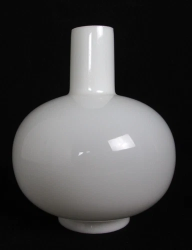 Vintage Milk Glass Chimney Ball Hurricane Oil Lamp Shade 8"H 7"W 3" Fitter