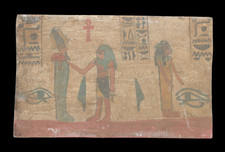 Osiris and Nefertari Wood Stella Stela For Ancient Egyptian Pharaoh Civilization
