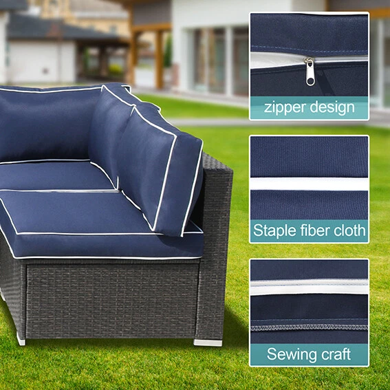 Juego de fundas de cojín para silla de muebles de patio de 14 piezas fundas de sofá de exterior de repuesto Foto 4 de 4