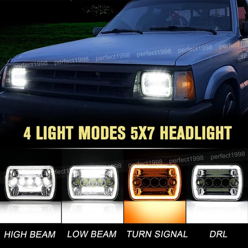 Pair 7"X6'' 5x7 LED Headlights Hi/Lo Beam DRL For Jeep Cherokee XJ YJ Chevrolet - Picture 6 of 13
