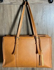 Ecosusi Brown Faux Leather Laptop Tote Bag Br...