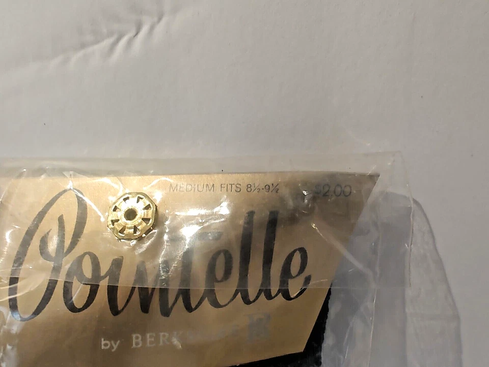 全新 复古 Berkshire Pointelle 长袜 中号 8 1/2 至 9 1/2 黑色 — 第 3/4 张图片