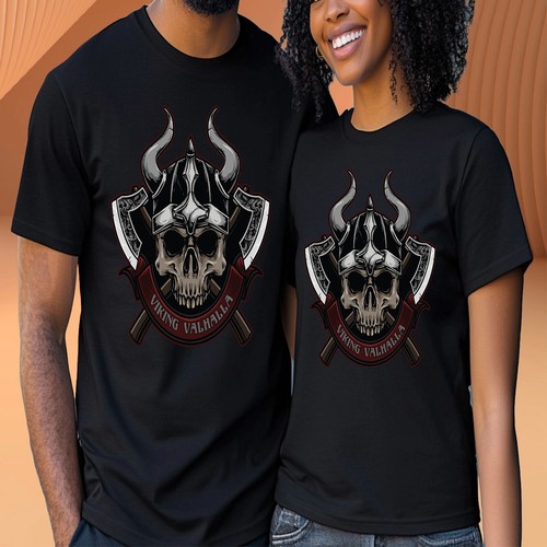 Viking Valhalla Skull Axes T-Shirt | Norse Warrior Unisex Tee|Nordic Skull Shirt - Picture 11 of 20