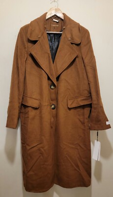 calvin klein tobacco coat Calvin Klein Women's Single breasted Wool Blend Coat Tobacco Brown Sz XXL