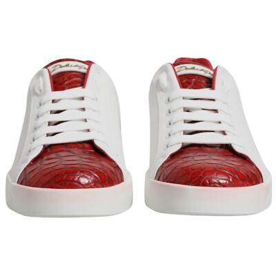 DOLCE & GABBANA Shoes White Red Leather Portofino Men Sneaker EU39