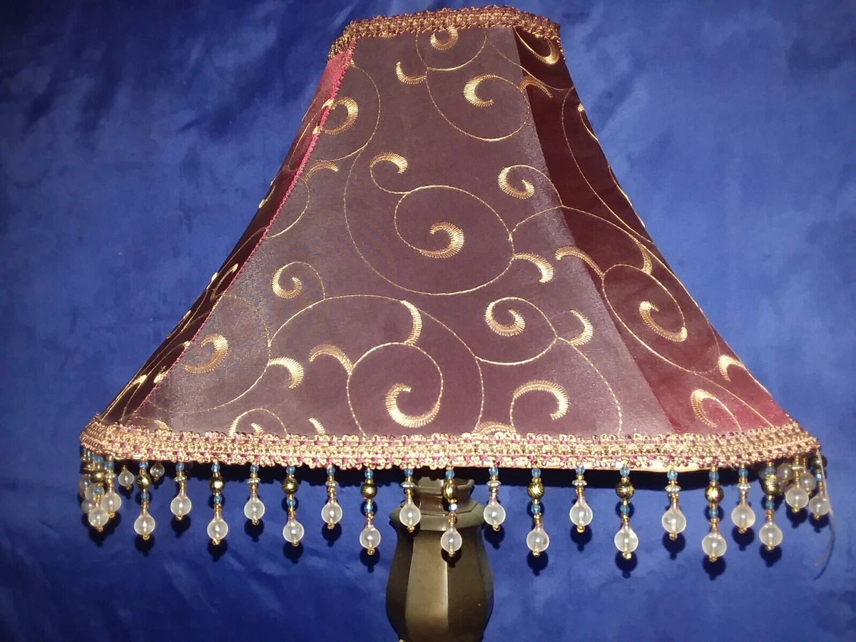 lamp Original Mid Century Lamp Shade Tassels Victorian 1950 s burgandy 12x16