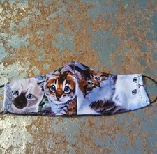 GIRL S COTTON DOUBLE-LAYER FACE MASK WITH KITTENS, MULTI-COLOR OSFM