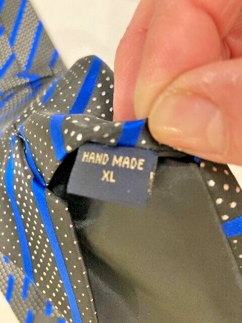 Mens Electric Blue & Black striped Tie XL - Image 3 of 4