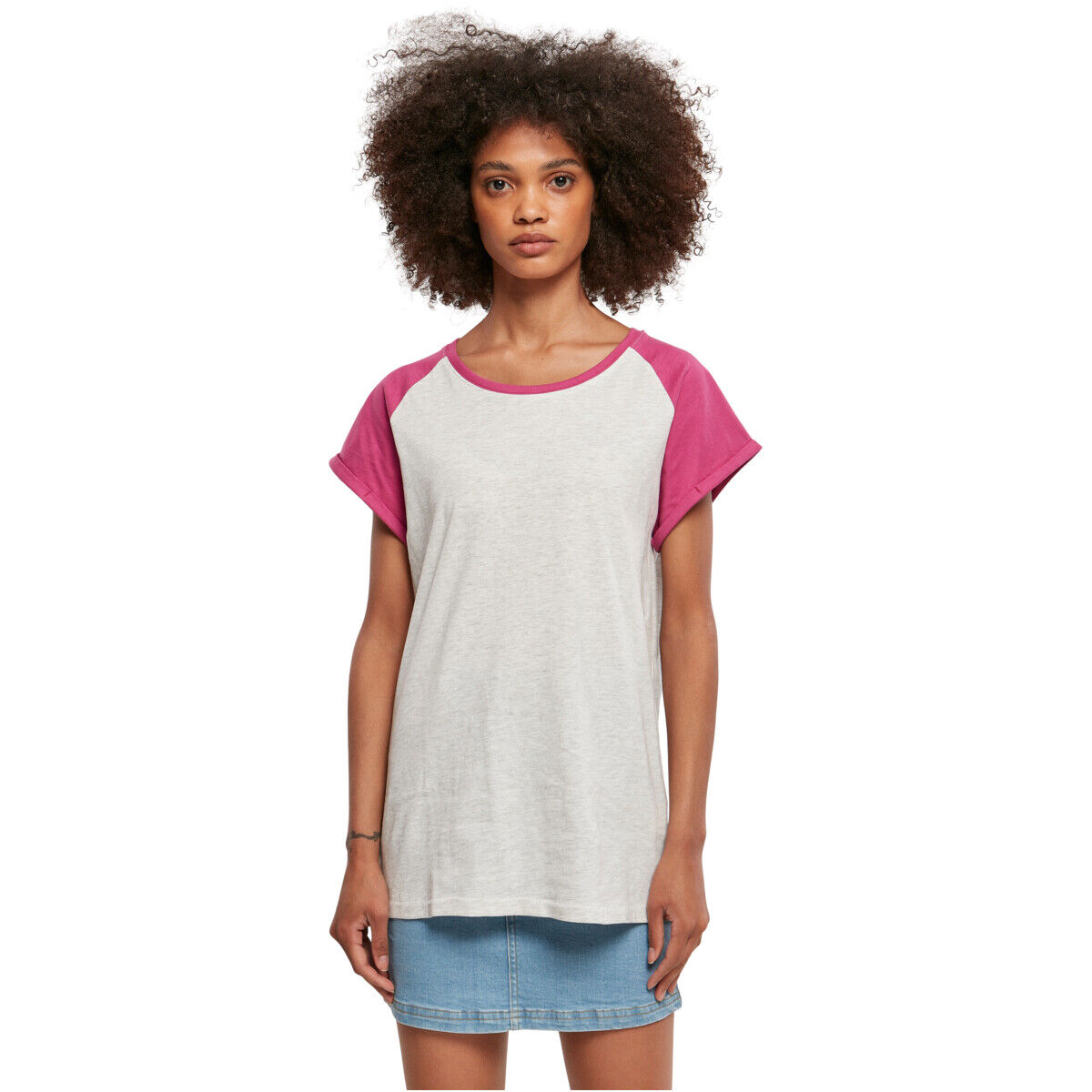 Urban Classics Ladies Contrast Raglan Tee T-Shirt Ärmel Damen Übergröße  XS-5XL | eBay