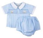 NWT Feltman Brothers Bros Blue Horse Smocked Diaper Set PREEMIE NB Baby BOYS