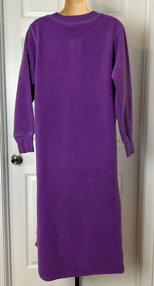 Vintage Stan Herman Fleece Nightgown Womens Small Purple Cozy Loungewear - Image 3 of 4