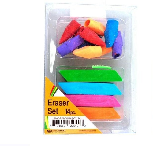 Blue Eraser Set 28 pcs Colorful Eraser Set Yellow, Green, Blue, Orange, Pink ...