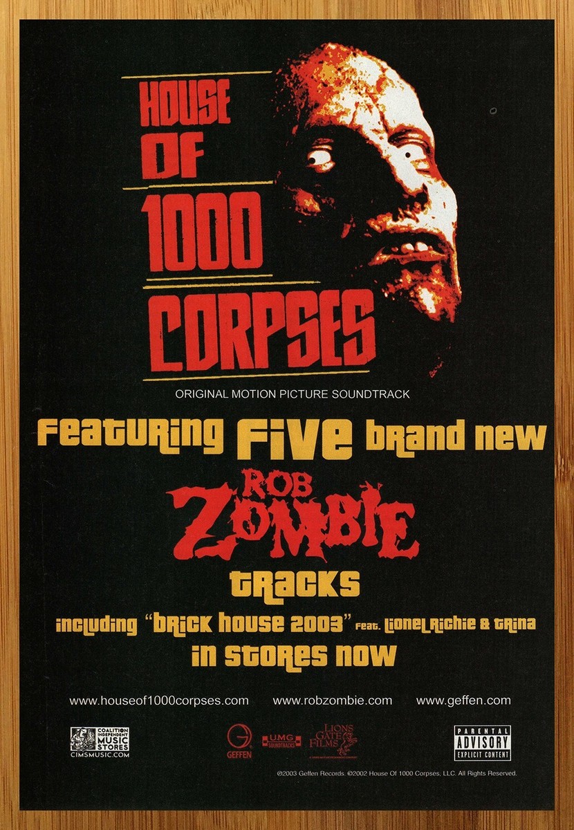 2003 House of 1000 Corpses Soundtrack Print Ad/Poster Rob Zombie
