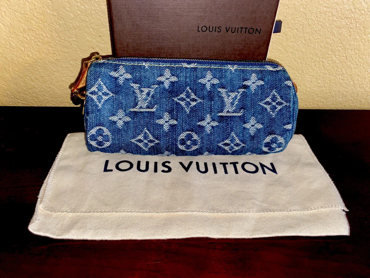 LOUIS VUITTON Monogram Blue Denim Speedy Makeup Pencil Case Clutch