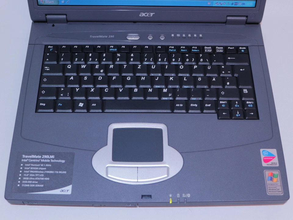 Wie neu Windows XP Pro Retro Laptop Acer TravelMate 290 LMi 15 Zoll Centrino Win - Bild 3 von 4