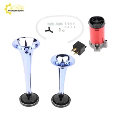 Dual Trumpet Train Air Horn Compressor Kit 12V 150DB Super Loud Car Truck Boat