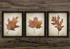 Autumn Leaves Watercolour Painting Print Set of 4, Vintage Style Forest Wall Art