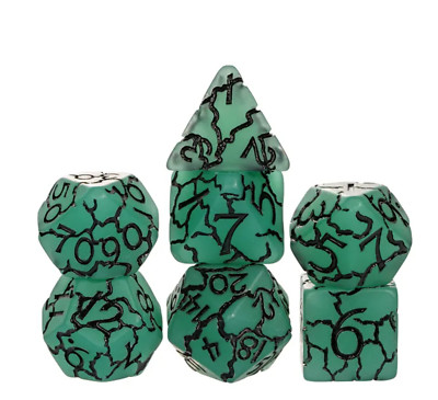   Green/Black Crackle Dice Set | RPG DnD Dungeons Dragons AD&D Pathfinder d20