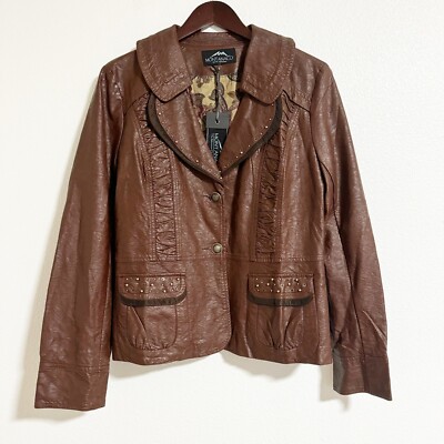 NEW Montana Clothing Co Faux Leather Jacket Brown Size M