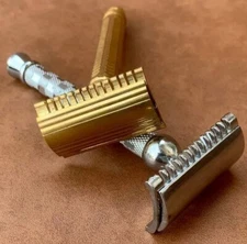 Antique Double Edge Safety Razor Set of 2 Classic Shaving Machines + Free Blades