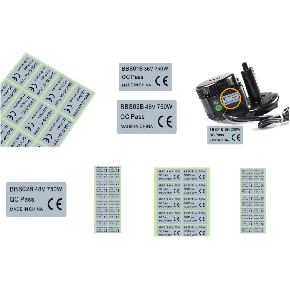 20 Autocollants Vélo Électrique Pour Moteurs BAFANG 36V/48V - PVC Argenté - Environ 45x23mm - Neuf
