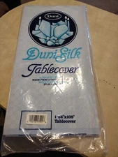 Duni Silk Water Repellent Tablecover New In Package Blue, 54”x108” Vintage
