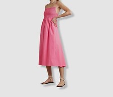 $189 Faithfull The Brand Women's Pink Squared Sleeveless A-Line Dress Size US4