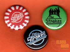 Set of three 1" The Strokes pins buttons rock band alt 