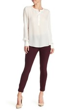VERONICA BEARD Bordeaux Stretch Scuba Leggings Slim Crop Back Zip Pants 0 XS