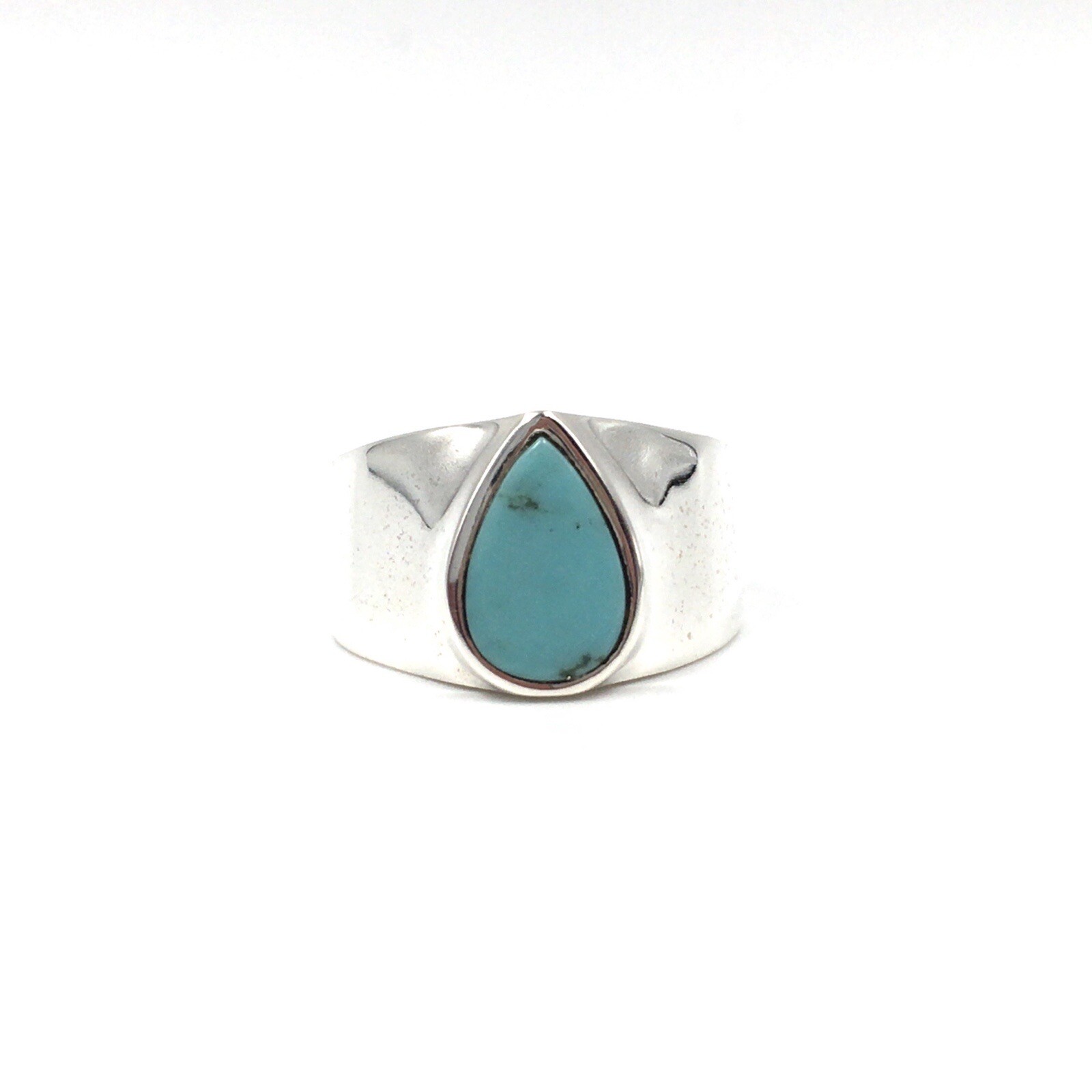 925 Silver Ring Turquoise Drop Solid Band Ring Me… - image 5