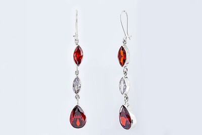 Aretes Gota y Semilla Zirconias .925 PLATA HECHO EN MEXICO 
