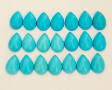 One Pair Pear Shaped Natural Sleeping Beauty Turquoise Cabochons 10x14.5mm